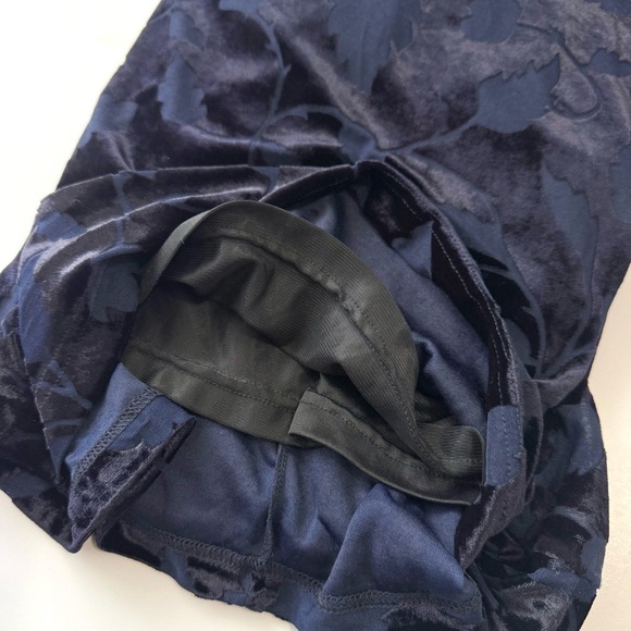 AMANDA SMITH Shift Dress 10 Navy Floral Burnout Velvet Square Neck Long Sleeve - Picture 10 of 11